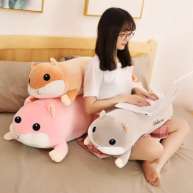 Grey hamster plush toy with stretch velvet fabric and down cotton filling, 100cm size