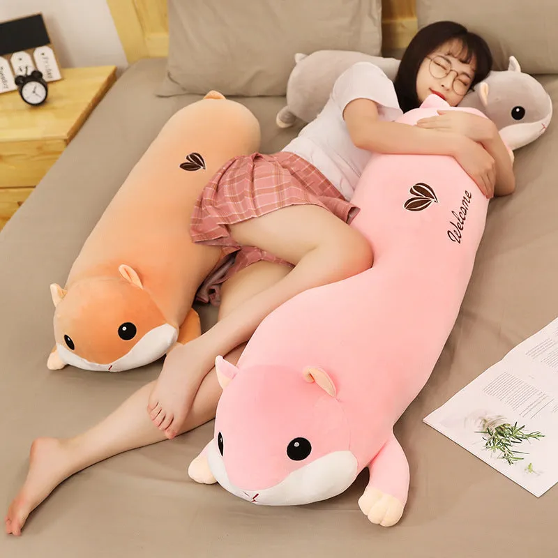 Grey hamster plush toy with stretch velvet fabric and down cotton filling, 100cm size