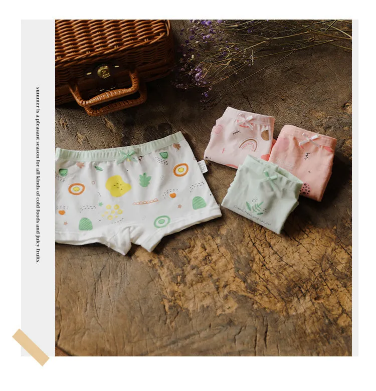 Girls' cartoon cotton boxer briefs 5-pack with XINGX print, 95% cotton, sizes 12 months to 8 years