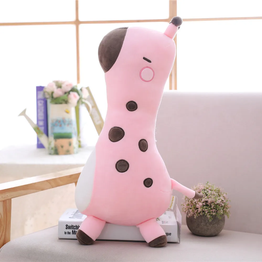 Pink and yellow soft Sika deer plush doll with short plush fabric, 30cm 50cm 80cm sizes, for children aged 4-6