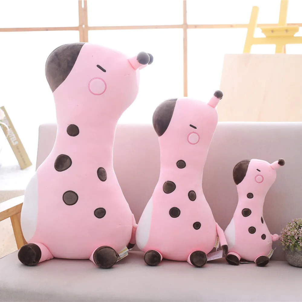 Pink and yellow soft Sika deer plush doll with short plush fabric, 30cm 50cm 80cm sizes, for children aged 4-6