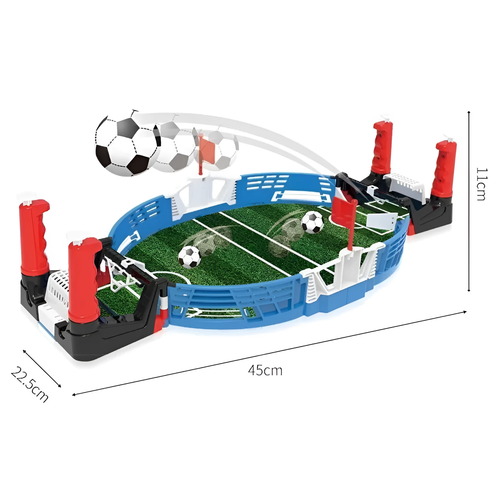 Multifunctional children's educational toy football field set with ABS plastic construction, two footballs, and handle controls