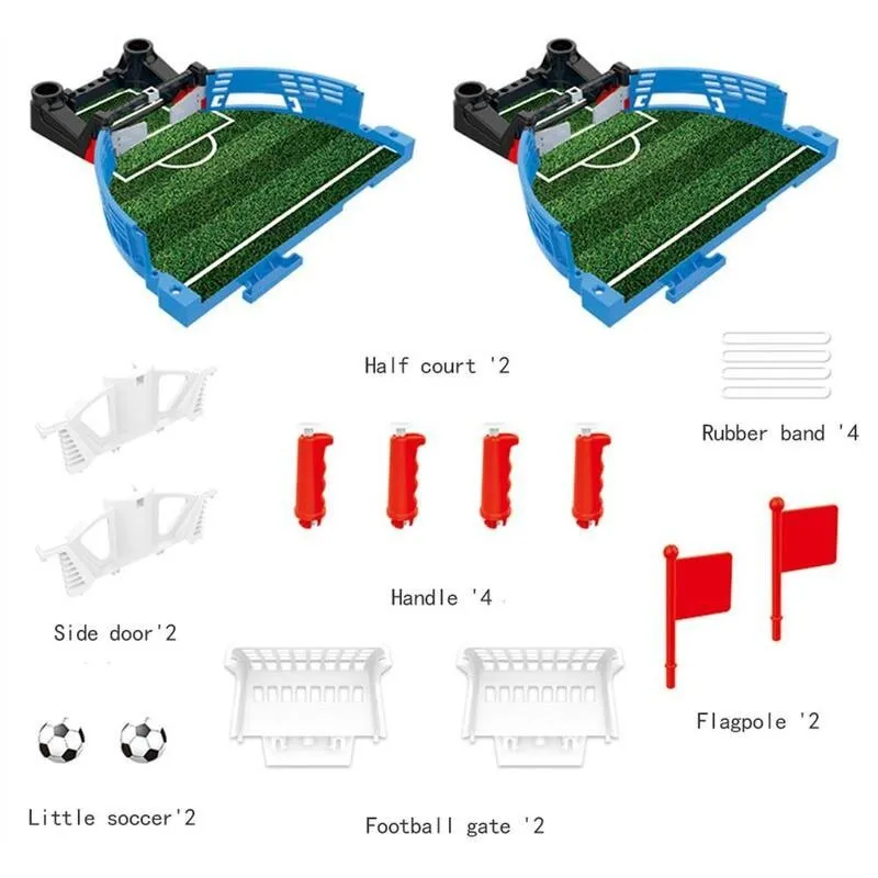 Multifunctional children's educational toy football field set with ABS plastic construction, two footballs, and handle controls