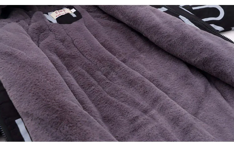 Children's thick padded Korean winter coat in beige with hood, zipper closure, and round collar for boys and girls