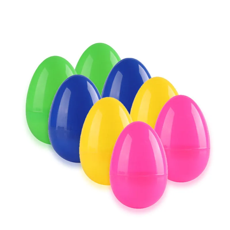 60 assorted colour fillable plastic Easter eggs 4x6cm each on a light background