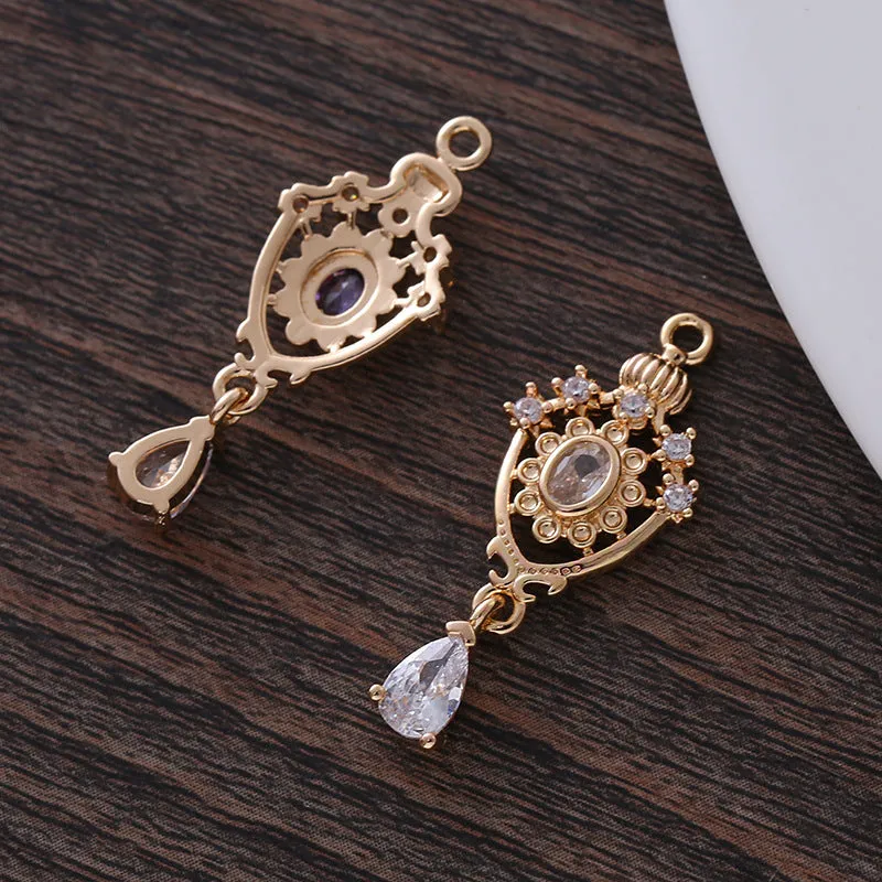 Small water drop-shaped pendant with a zircon crown charm in five colour choices