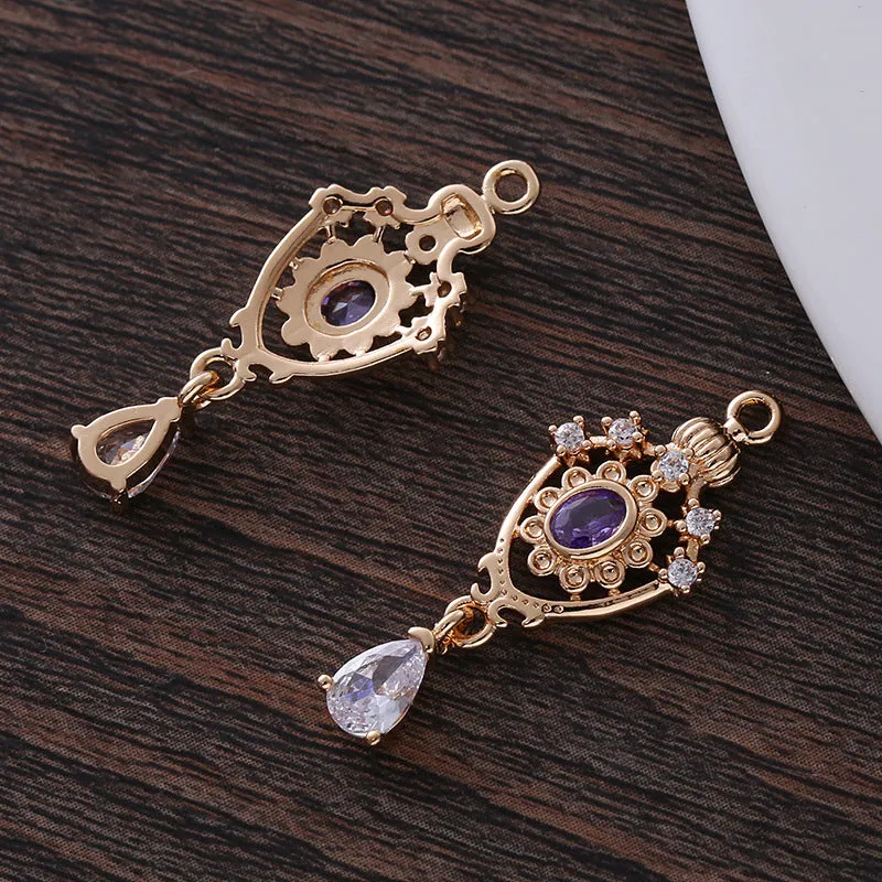 Small water drop-shaped pendant with a zircon crown charm in five colour choices