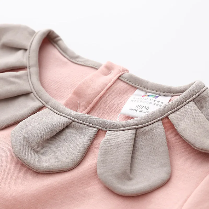 Girls cotton blended long sleeve top Korean style in pink and grey for children 100-140cm