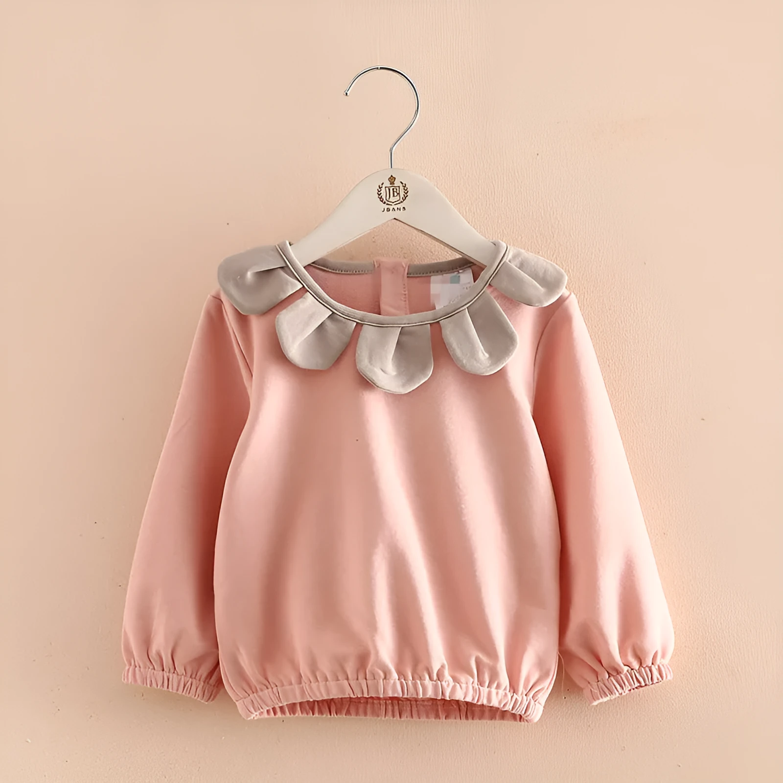 Girls cotton blended long sleeve top Korean style in pink and grey for children 100-140cm