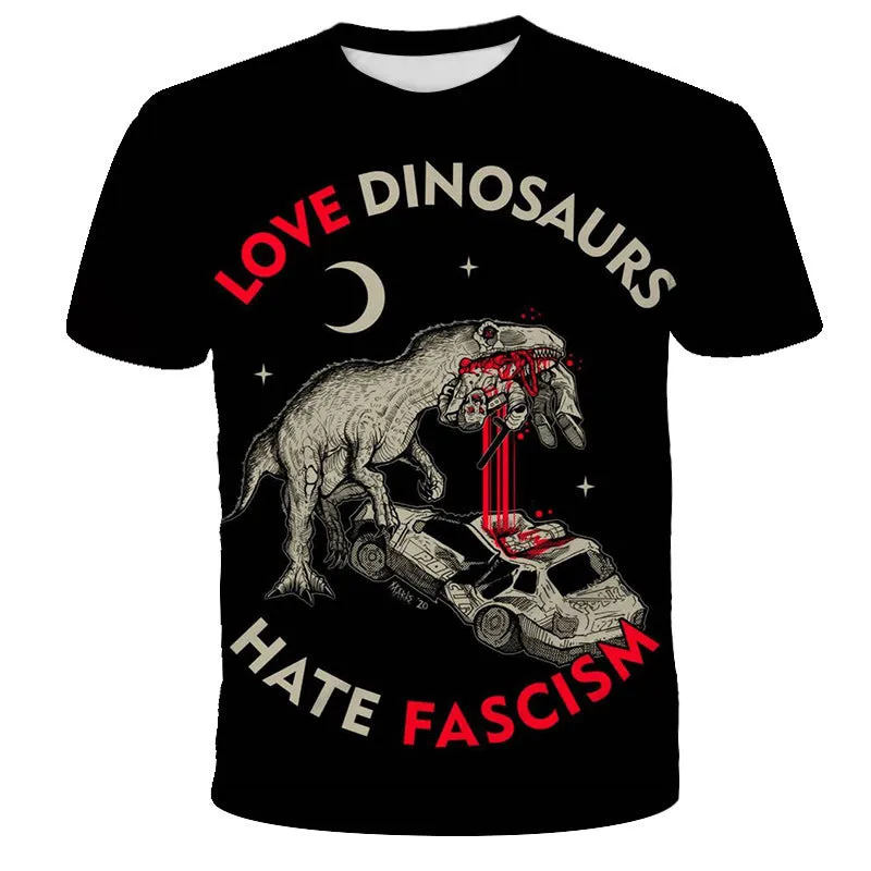 children's 3D digital print short-sleeved t-shirt round neck cartoon style polyester