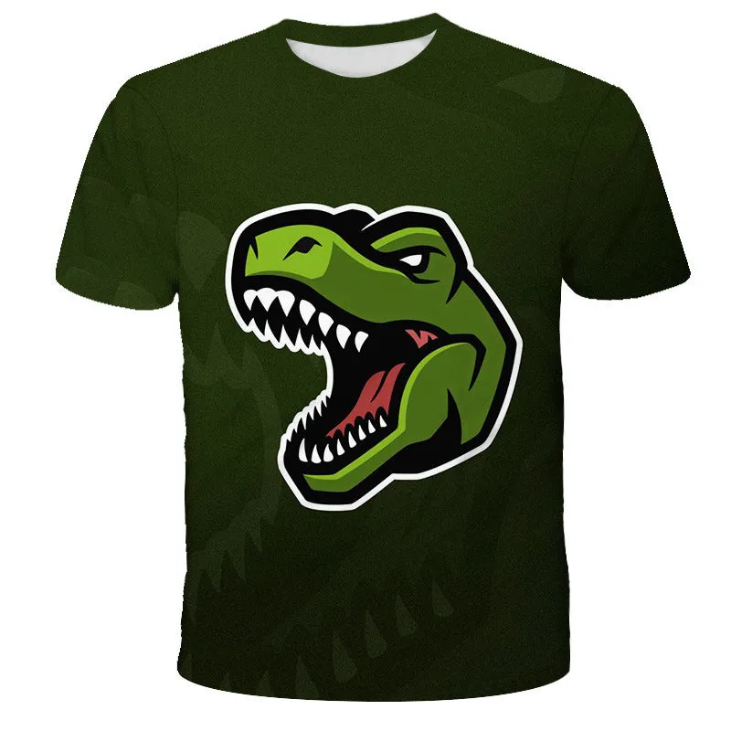 children's 3D digital print short-sleeved t-shirt round neck cartoon style polyester
