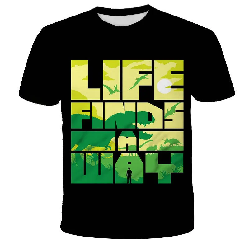 children's 3D digital print short-sleeved t-shirt round neck cartoon style polyester
