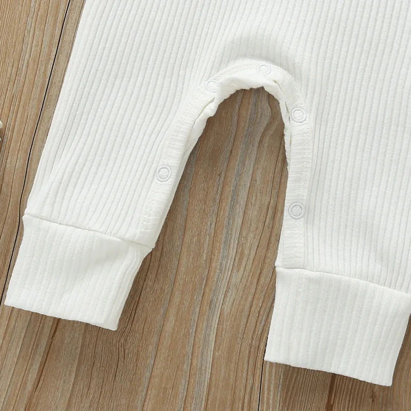 Baby cotton jumpsuit with snap closure long sleeves 60cm height neutral colour