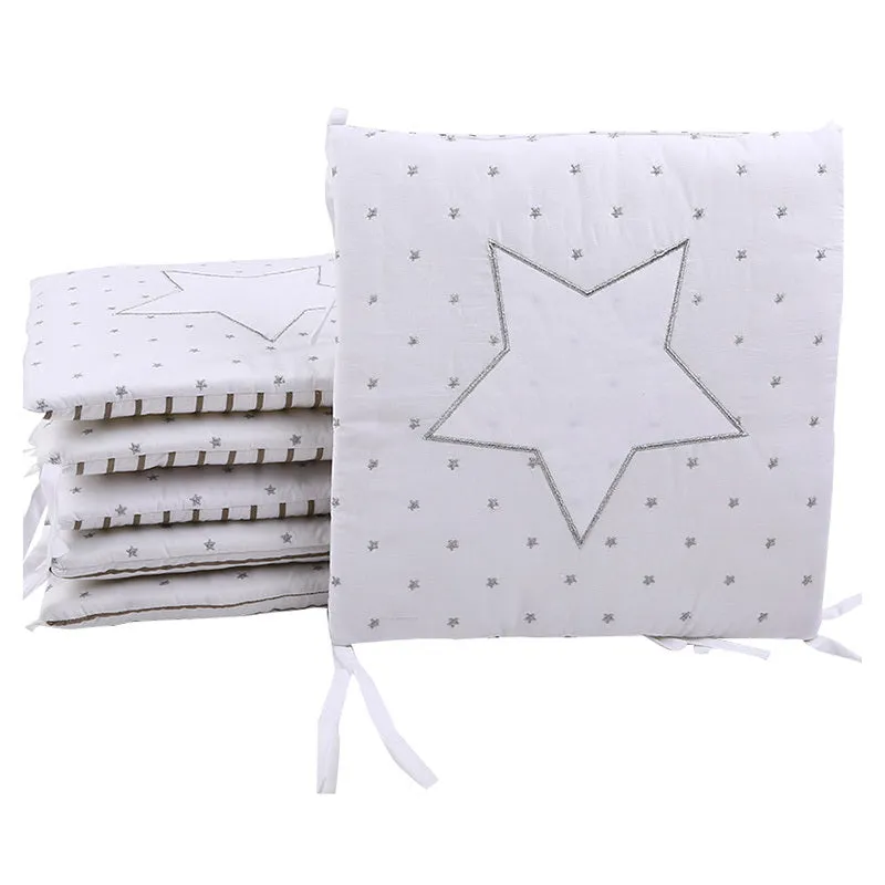 Baby cot bumper set 6 pieces 30x30cm pure cotton cartoon pattern computer embroidery