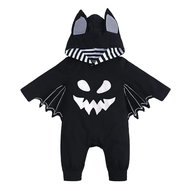 Baby cotton batwing sleeve jumpsuit neutral unisex hooded romper autumn Halloween