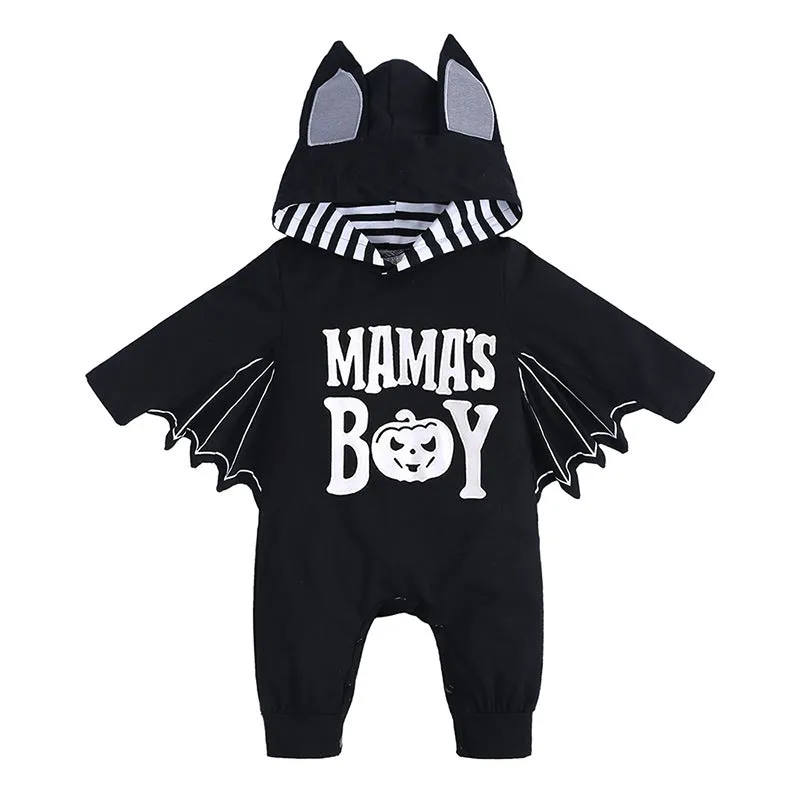 Baby cotton batwing sleeve jumpsuit neutral unisex hooded romper autumn Halloween