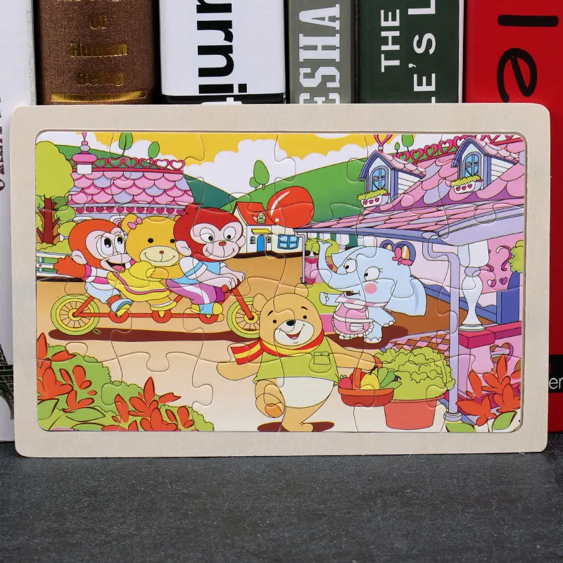 24-piece wooden jigsaw puzzle showing mermaid design, 22.5x15cm plane puzzle for toddlers