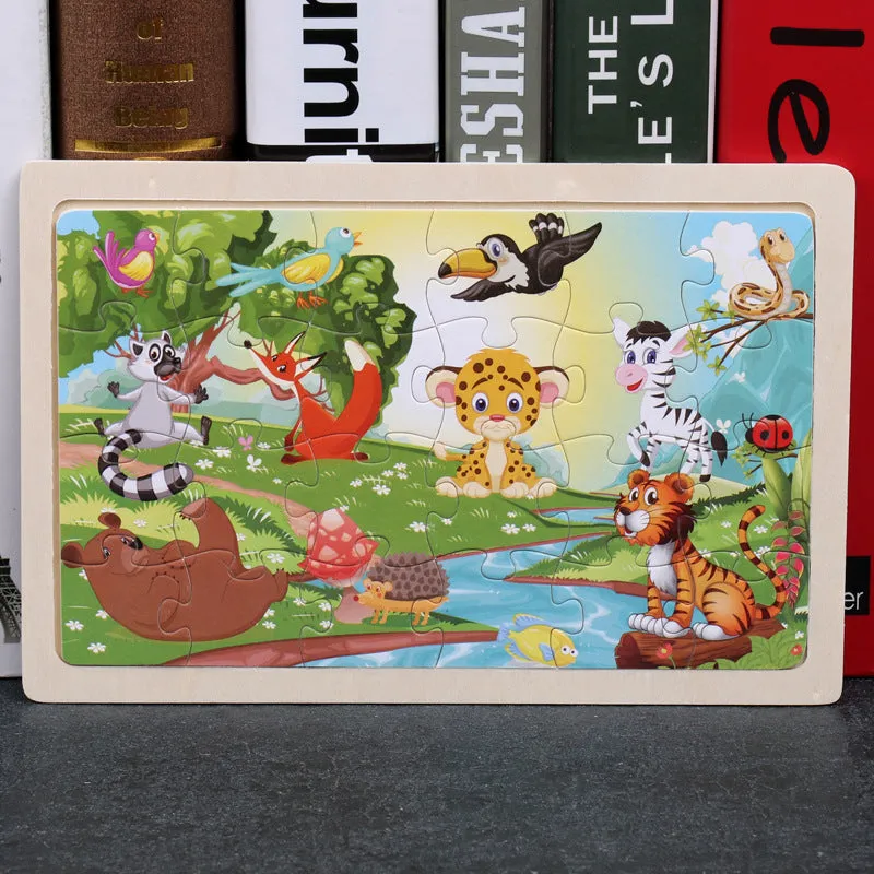 24-piece wooden jigsaw puzzle showing mermaid design, 22.5x15cm plane puzzle for toddlers