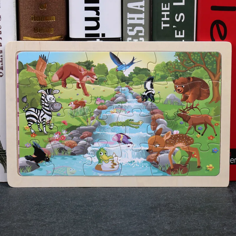 24-piece wooden jigsaw puzzle showing mermaid design, 22.5x15cm plane puzzle for toddlers