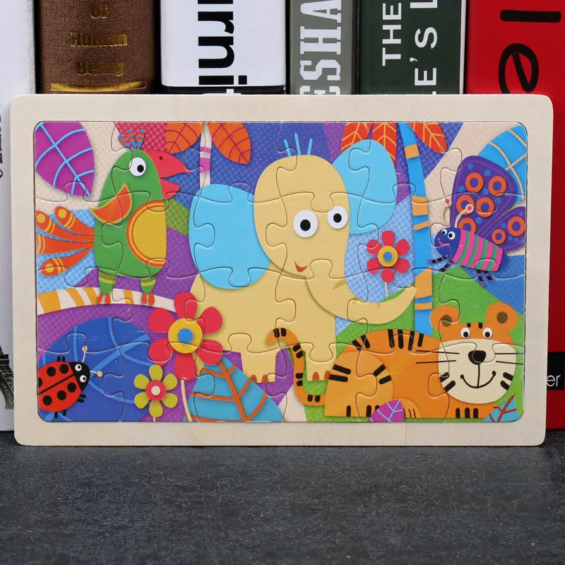 24-piece wooden jigsaw puzzle showing mermaid design, 22.5x15cm plane puzzle for toddlers