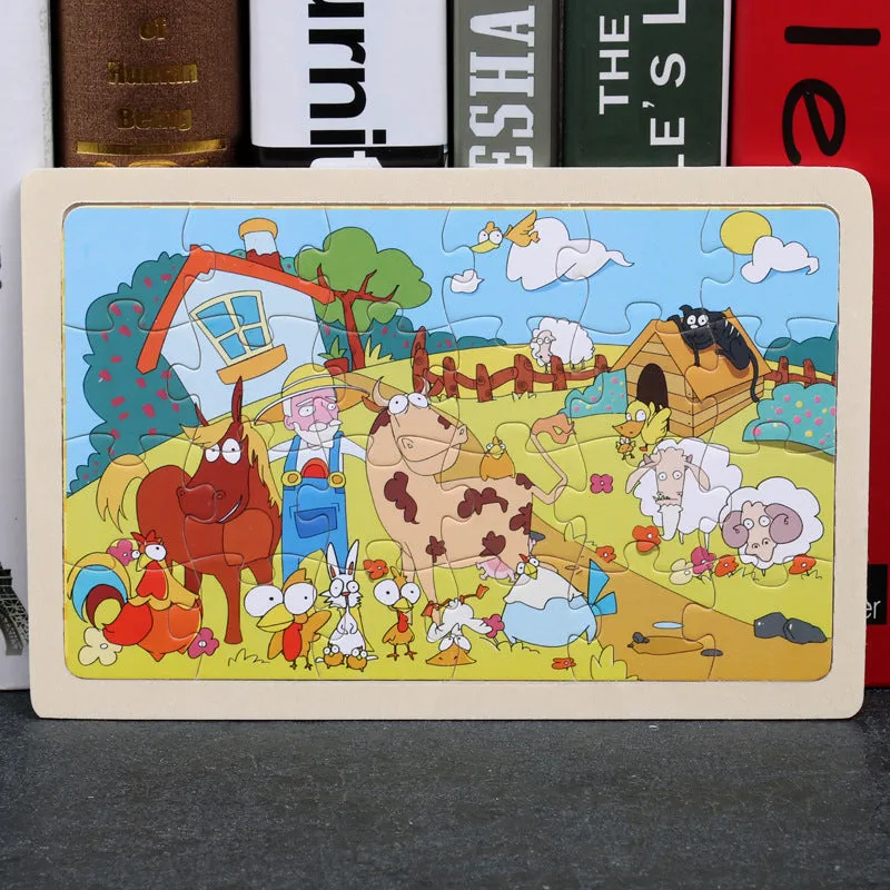 24-piece wooden jigsaw puzzle showing mermaid design, 22.5x15cm plane puzzle for toddlers