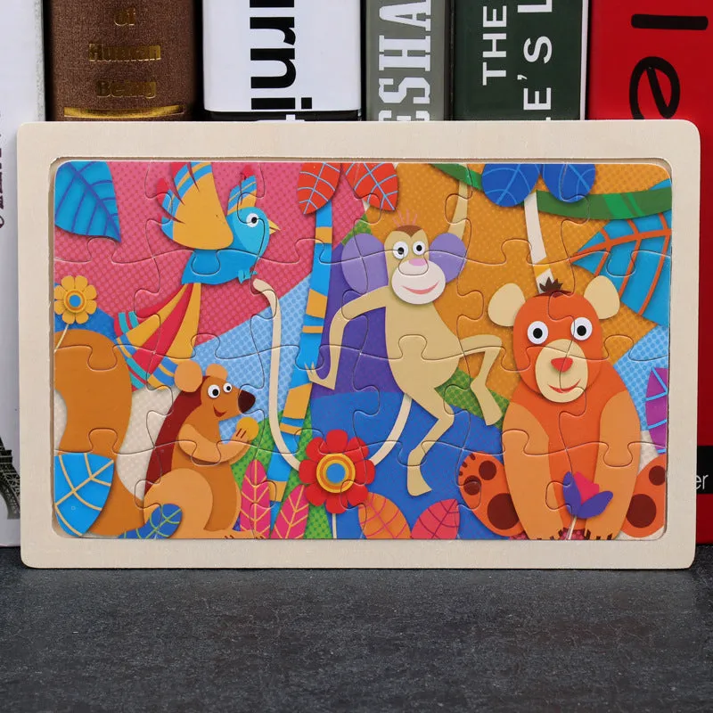 24-piece wooden jigsaw puzzle showing mermaid design, 22.5x15cm plane puzzle for toddlers