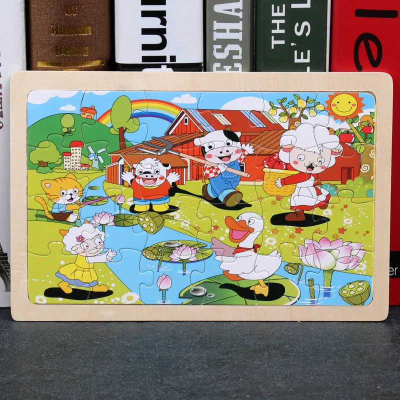 24-piece wooden jigsaw puzzle showing mermaid design, 22.5x15cm plane puzzle for toddlers