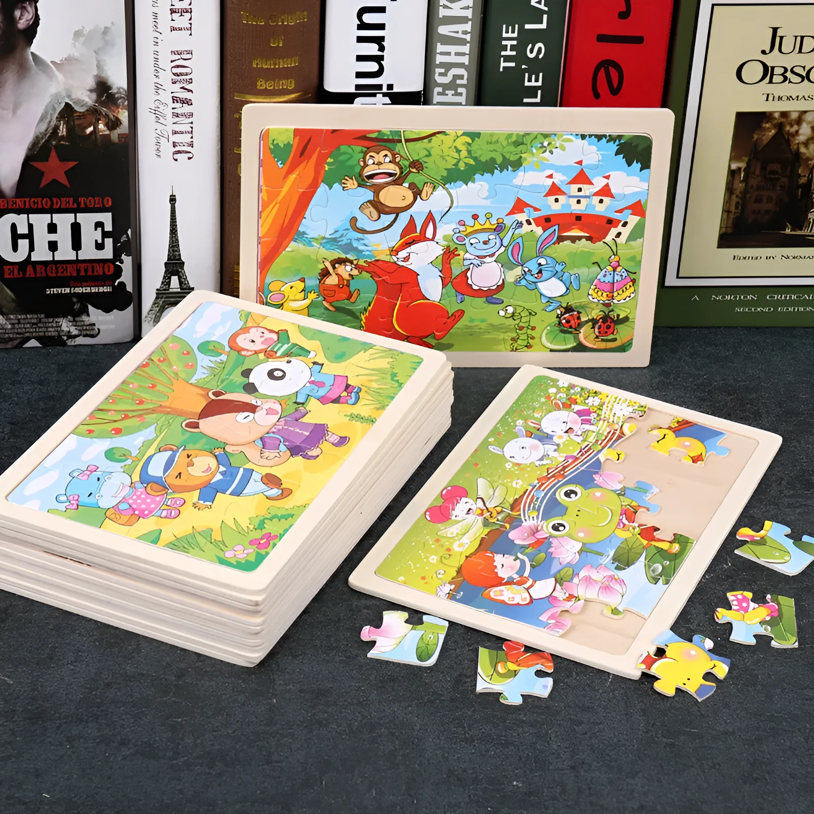 24-piece wooden jigsaw puzzle showing mermaid design, 22.5x15cm plane puzzle for toddlers