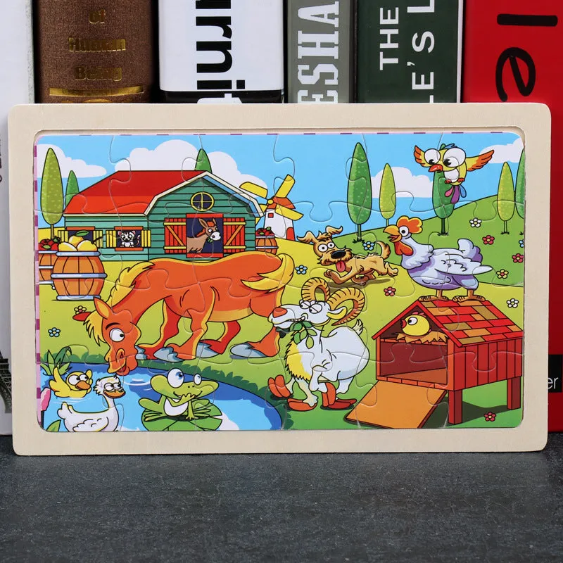 24-piece wooden jigsaw puzzle showing mermaid design, 22.5x15cm plane puzzle for toddlers