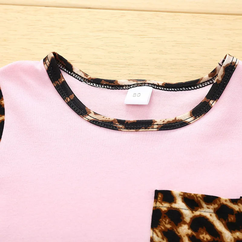 Girl's cotton blend outfit set in black with top and bottom, available in sizes 80 to 120 cm