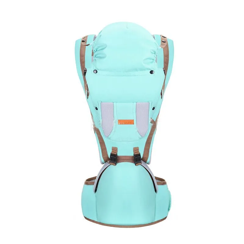 Multifunctional baby front cross holding strap in blue for secure waist stool carrying