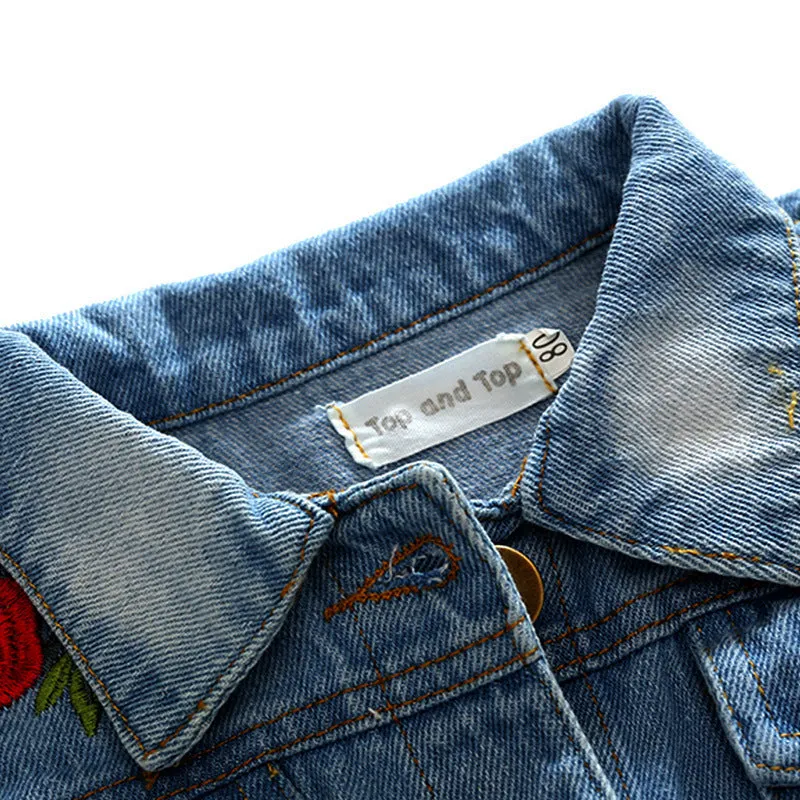 Girl's light blue cotton denim jacket for children sizes 80cm to 120cm