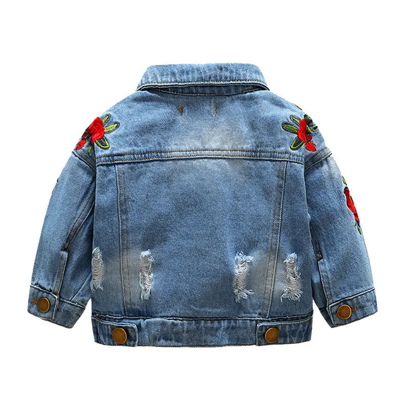 Girl's light blue cotton denim jacket for children sizes 80cm to 120cm