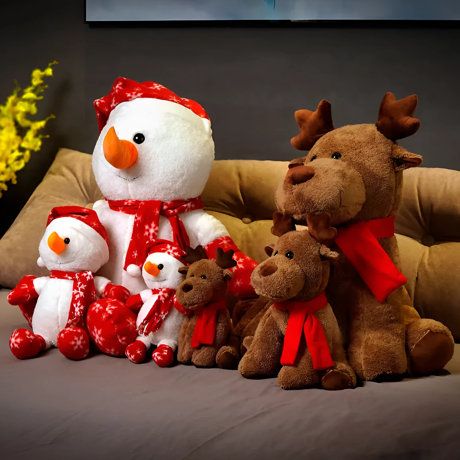 Super soft short plush snowman ragdoll doll with PP cotton filling, available in 25cm, 35cm, and 65cm sizes