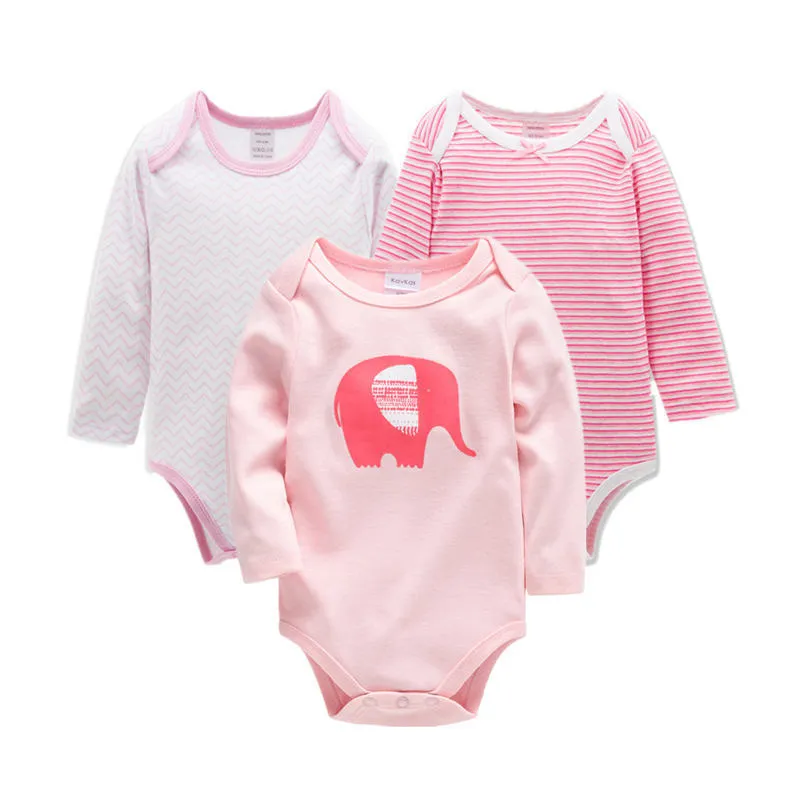 Newborn 3-piece set of 100% cotton long sleeve baby clothes with concealed buttons, neutral colours