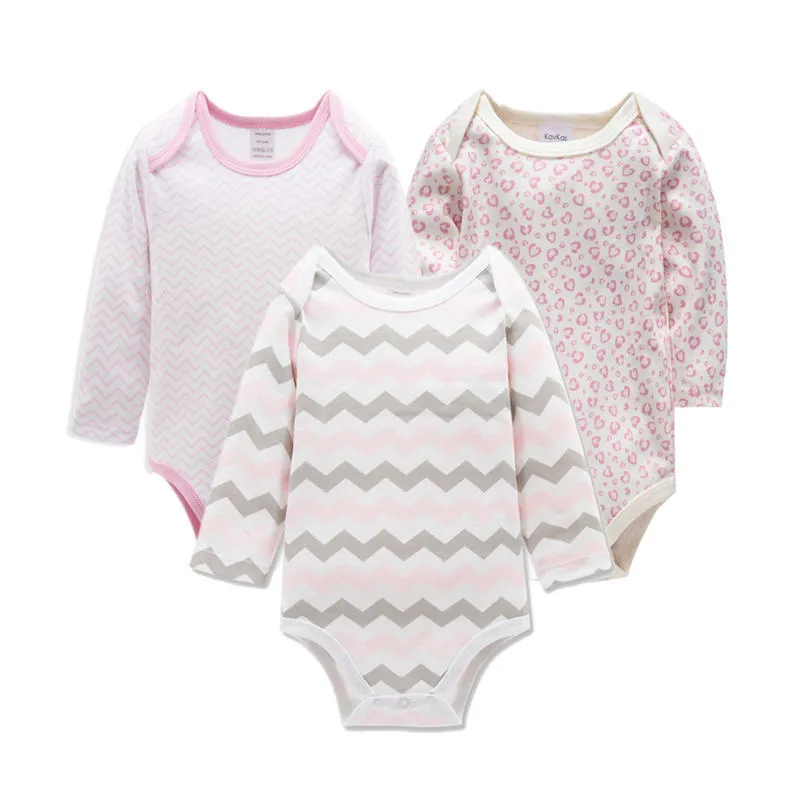 Newborn 3-piece set of 100% cotton long sleeve baby clothes with concealed buttons, neutral colours
