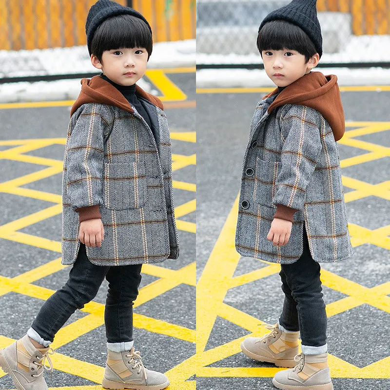 Grey quilted Allen wool boys cotton coat size 130 for age 12 years