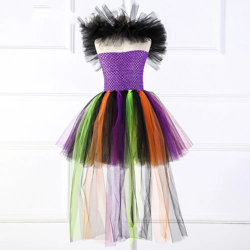 Halloween wizard girl dress in photo colour made from nylon fabric for children ages 2-12