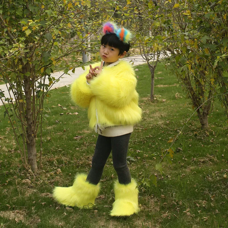 Short tie-dye faux fur coat in street style, 40-50cm length, artificial fur, available in 11 colours