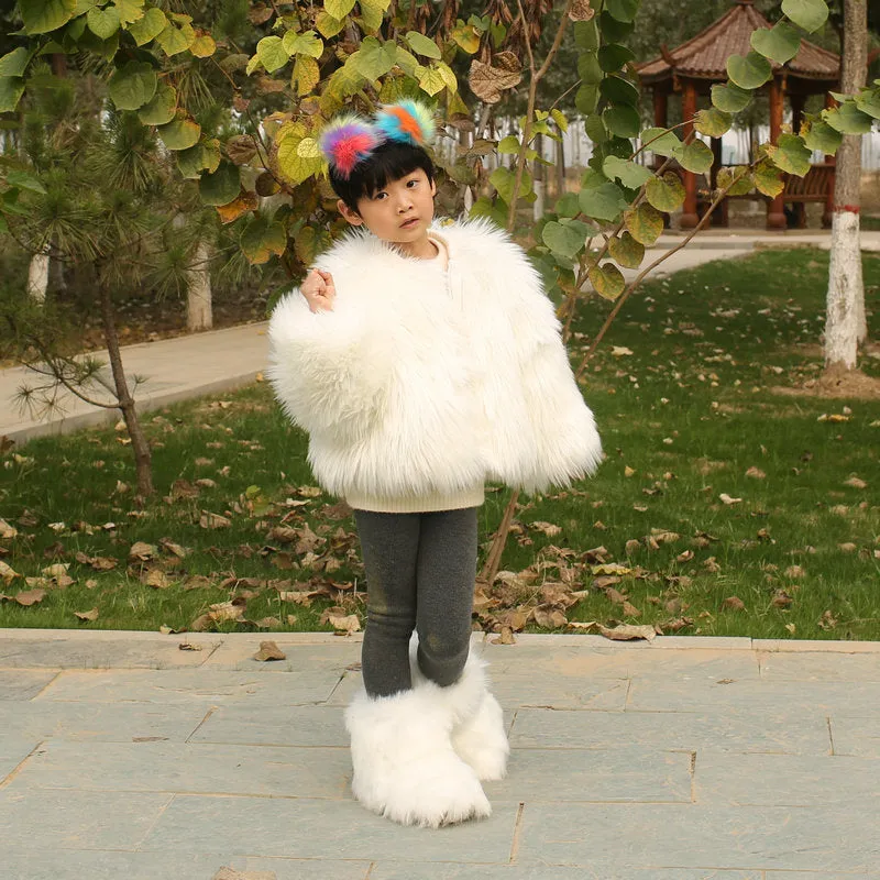 Short tie-dye faux fur coat in street style, 40-50cm length, artificial fur, available in 11 colours