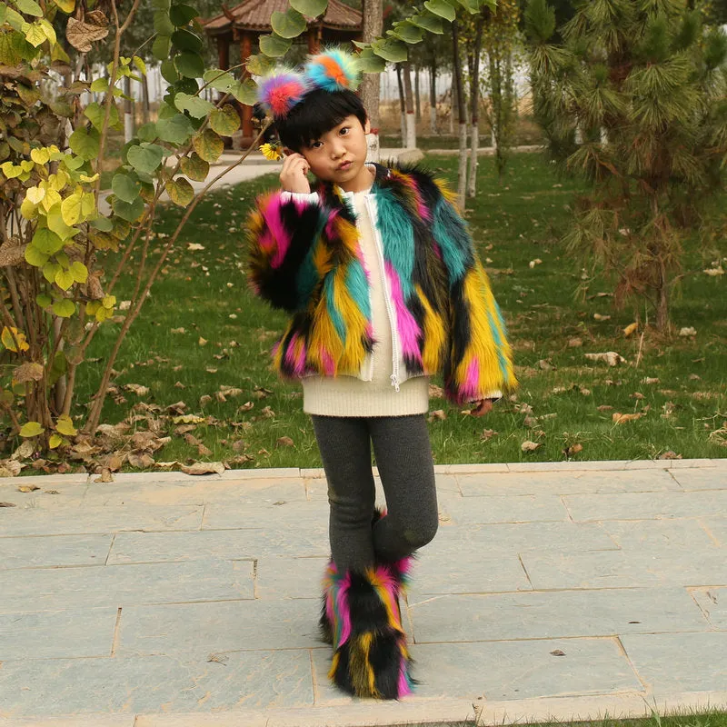 Short tie-dye faux fur coat in street style, 40-50cm length, artificial fur, available in 11 colours
