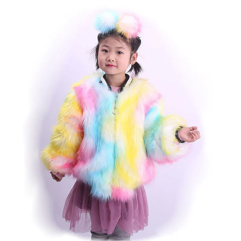 Short tie-dye faux fur coat in street style, 40-50cm length, artificial fur, available in 11 colours