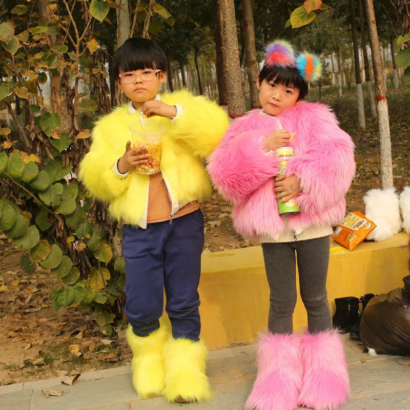 Short tie-dye faux fur coat in street style, 40-50cm length, artificial fur, available in 11 colours