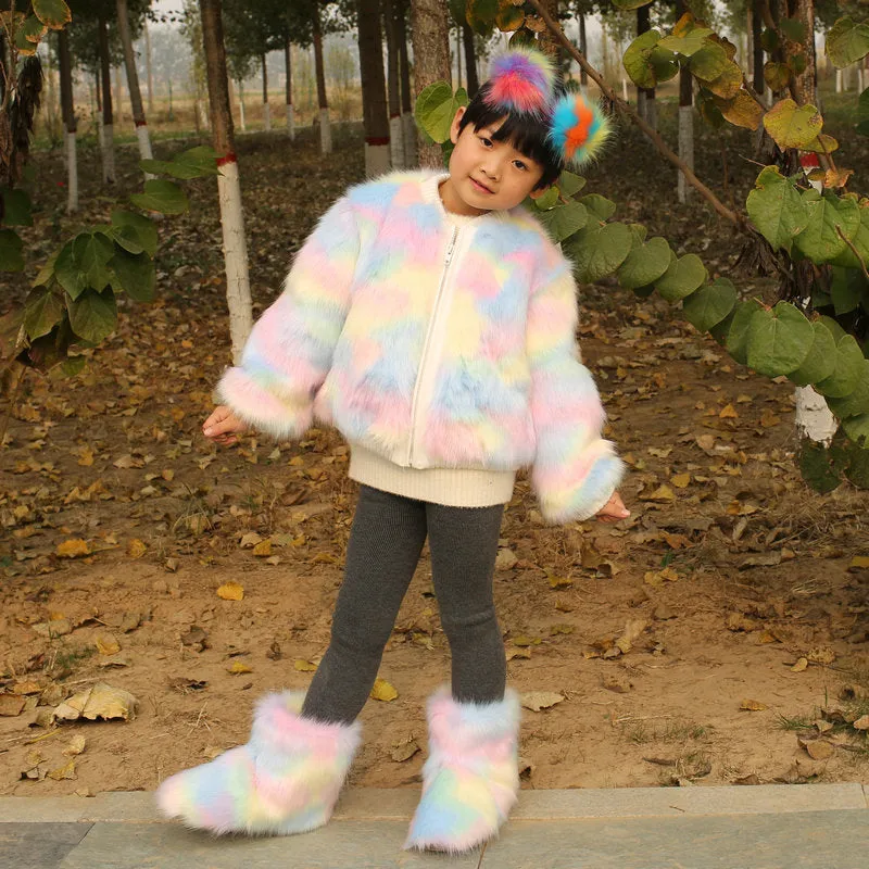 Short tie-dye faux fur coat in street style, 40-50cm length, artificial fur, available in 11 colours