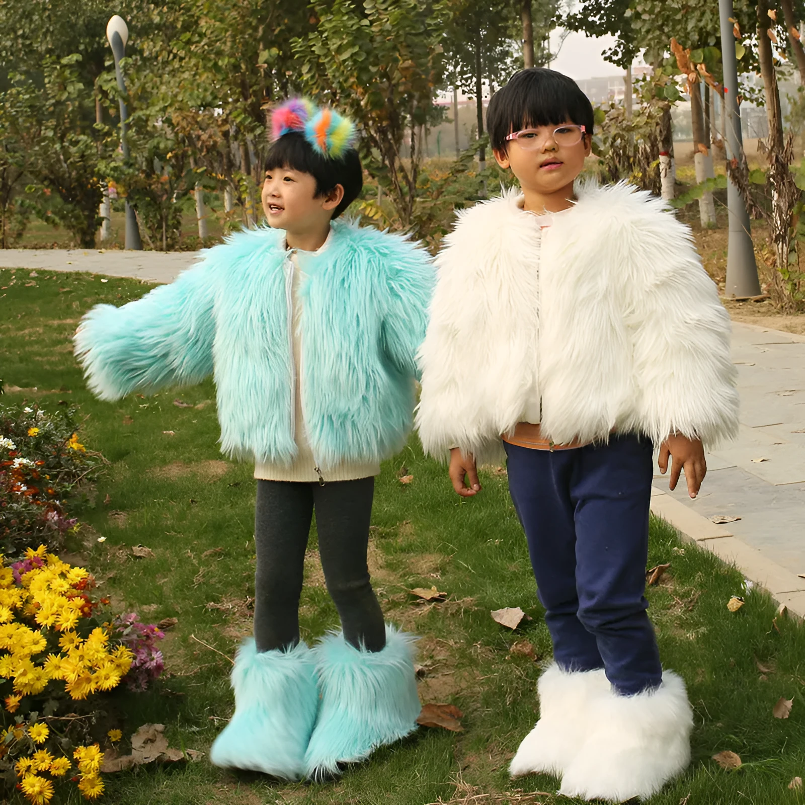 Short tie-dye faux fur coat in street style, 40-50cm length, artificial fur, available in 11 colours