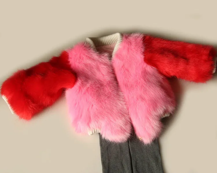Short tie-dye faux fur coat in street style, 40-50cm length, artificial fur, available in 11 colours