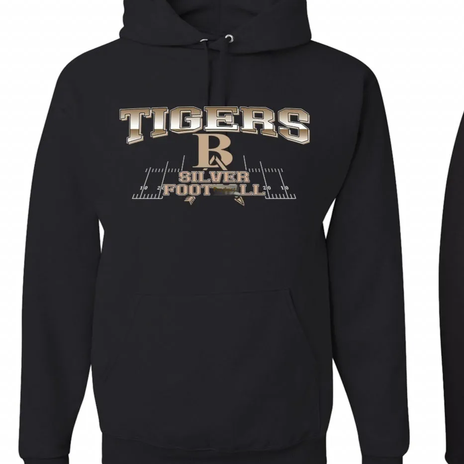 Black drop-shoulder sleeve hoodie with simple pullover design and long sleeves