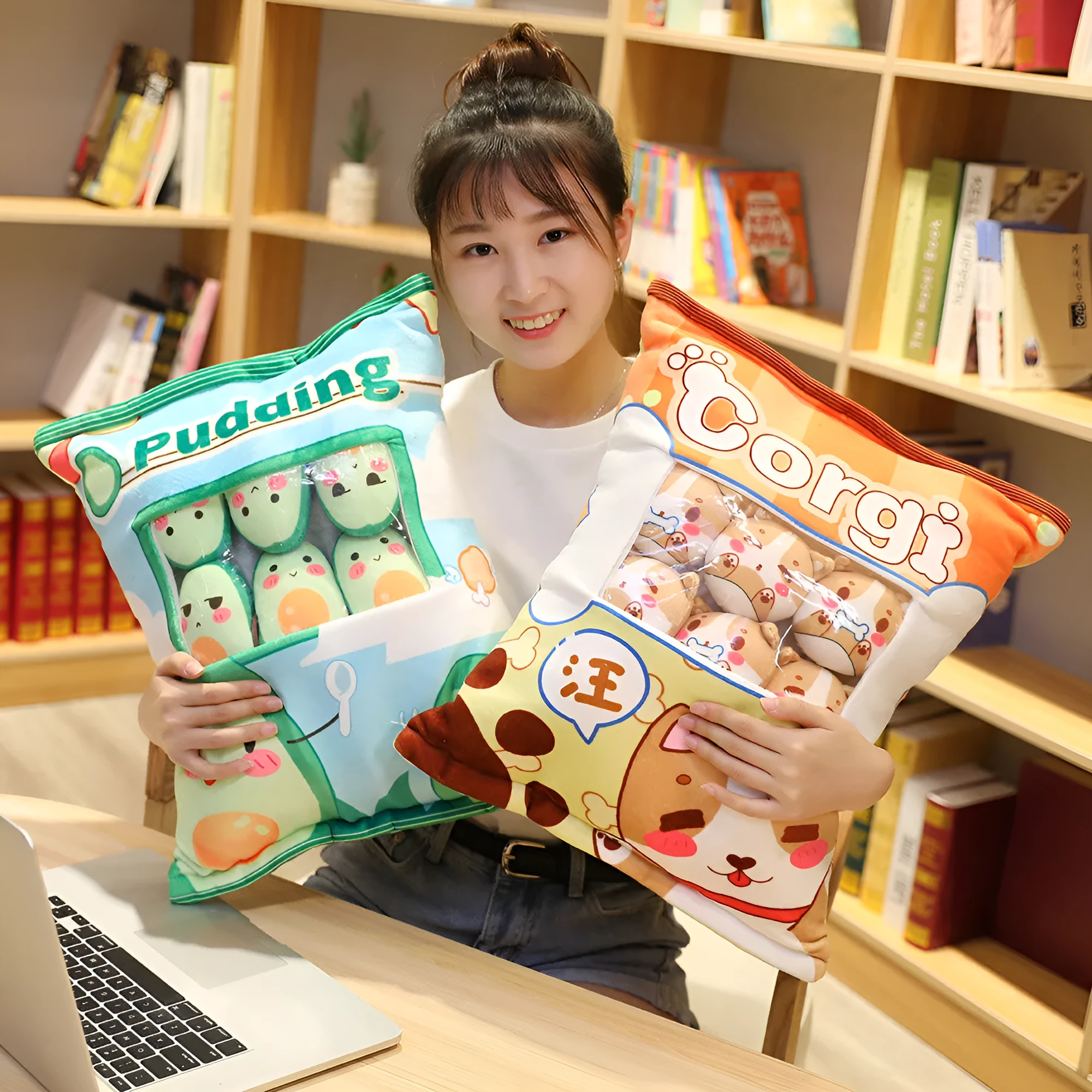 Soft cute snack pillow cushion 35x45cm PP cotton filling corgi model decorative toy for sofa