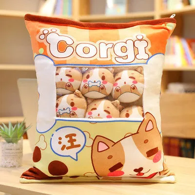 Soft cute snack pillow cushion 35x45cm PP cotton filling corgi model decorative toy for sofa