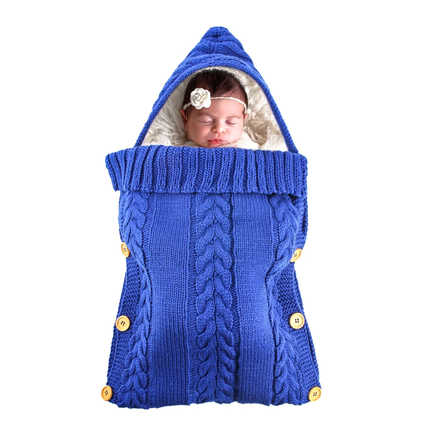 Plush baby stroller sleeping bag with button fastening, 70x35cm, acrylic cashmere blend, beige colour